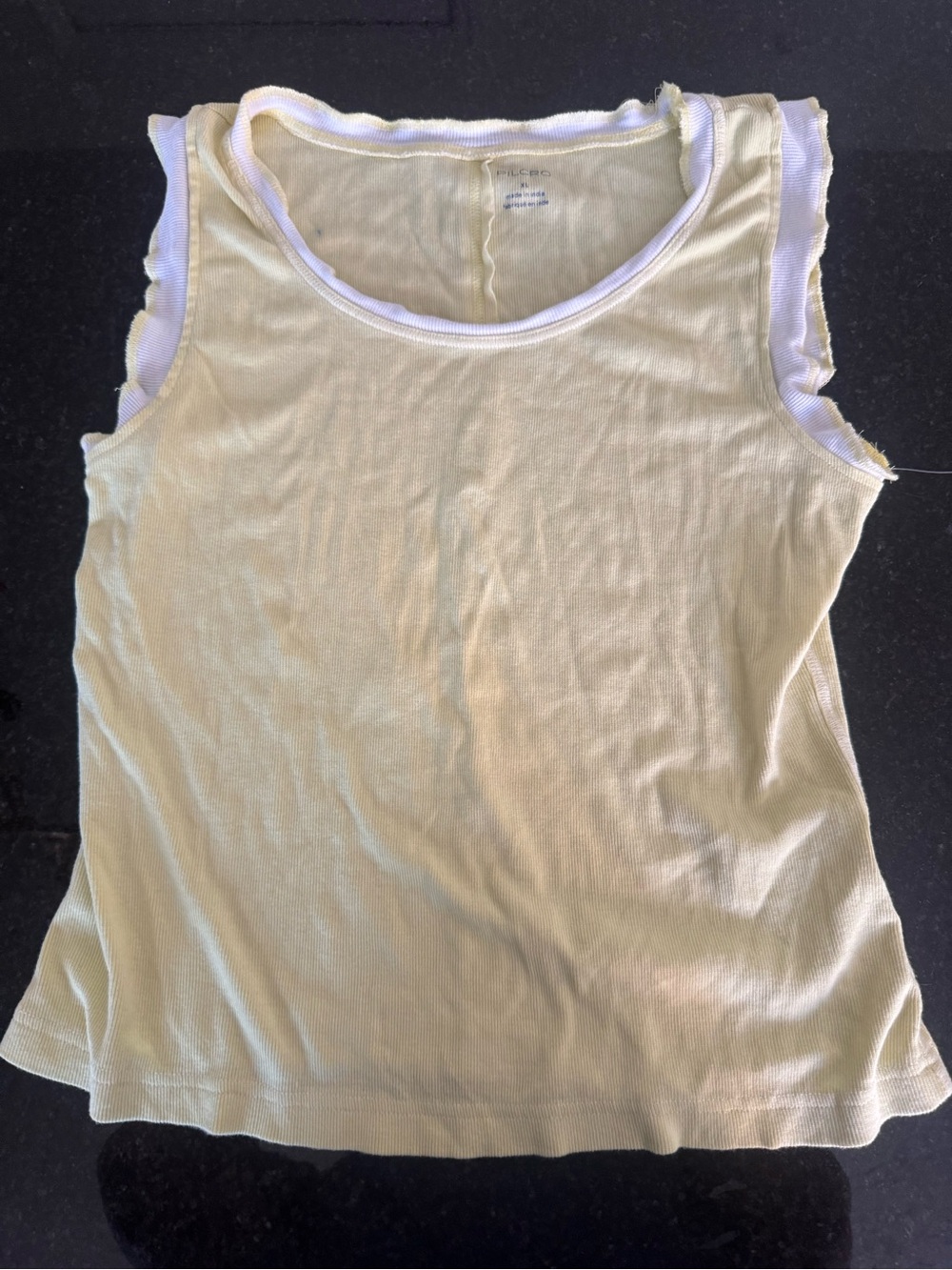 Pilcro Yellow Ribbed Tank with White Trim
